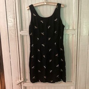 Black Dress with Gold & Silver Dragonflies- Size 11/12